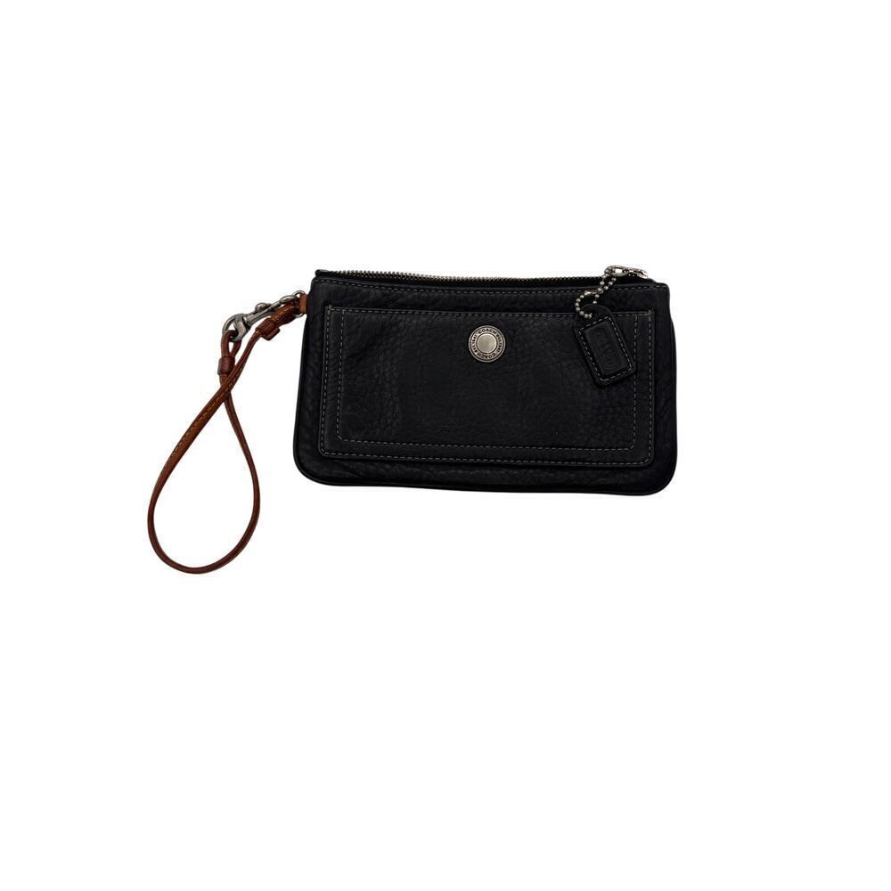Women’s Coach Black Leather Wallet w/ Brown Removable Strap